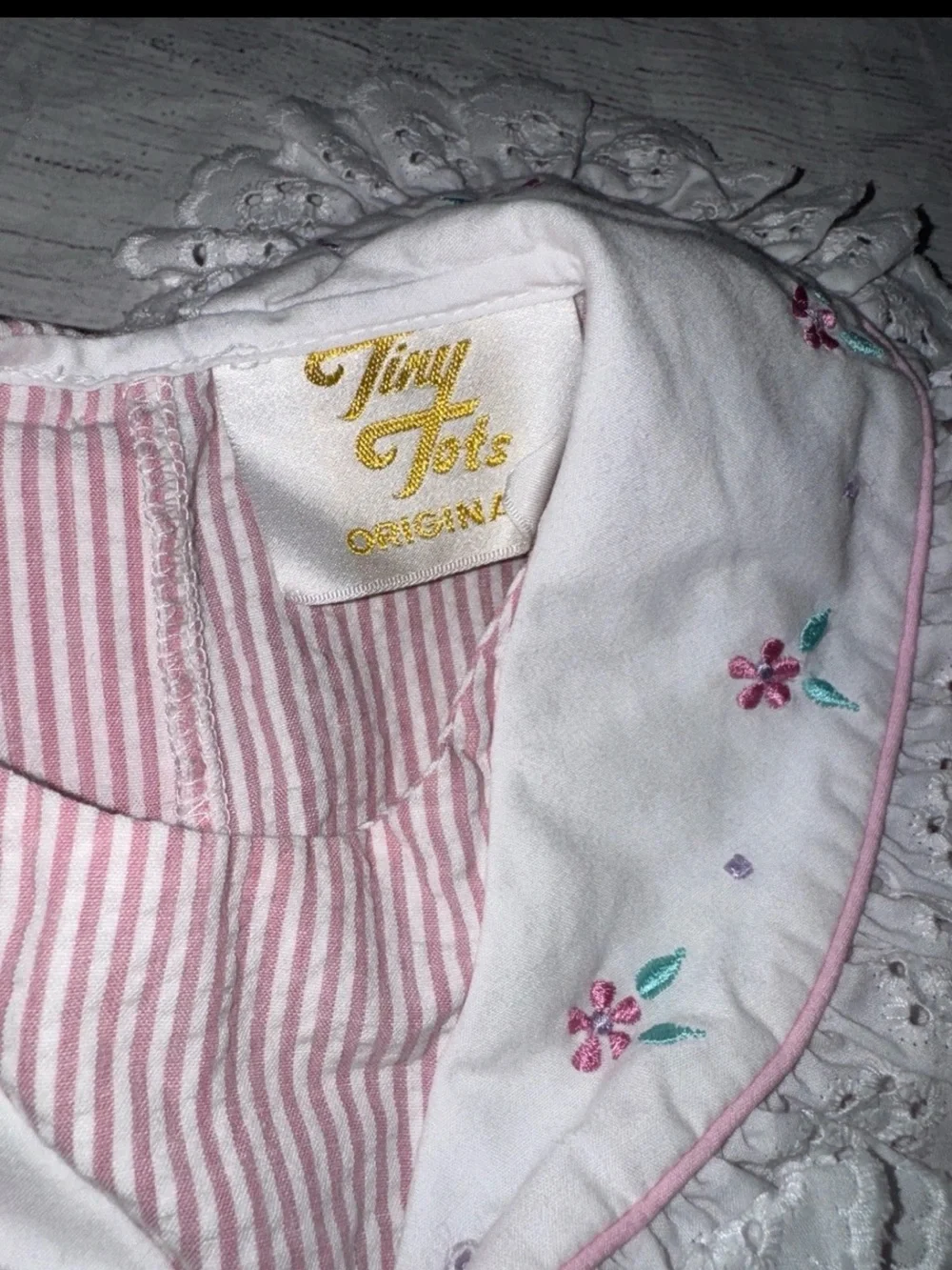 Vintage Tiny Tots Pink Seersucker Shorts Romper 18m